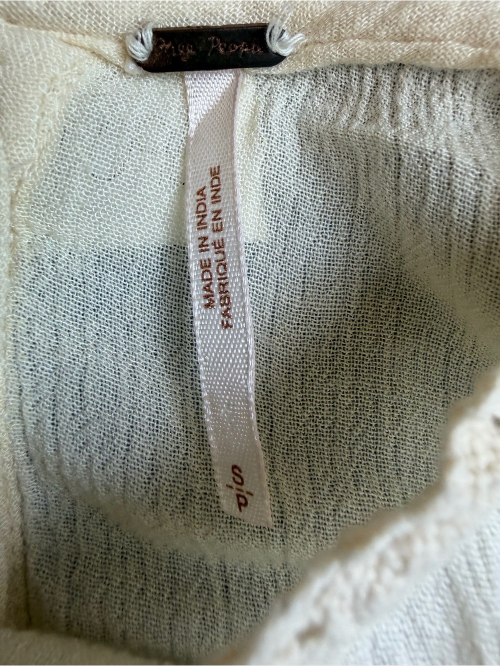 Free People Ivory Gauze Top with Delicate Knit - Picture 6 of 10